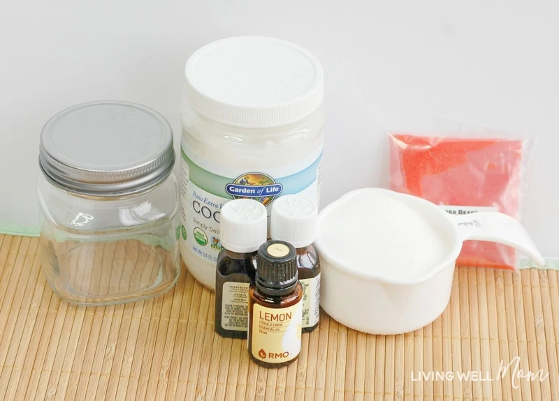 Ingredients for homemade citrus scrub recipe