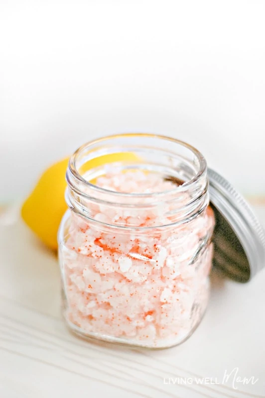 diy sugar scrub with essential oils in a jar