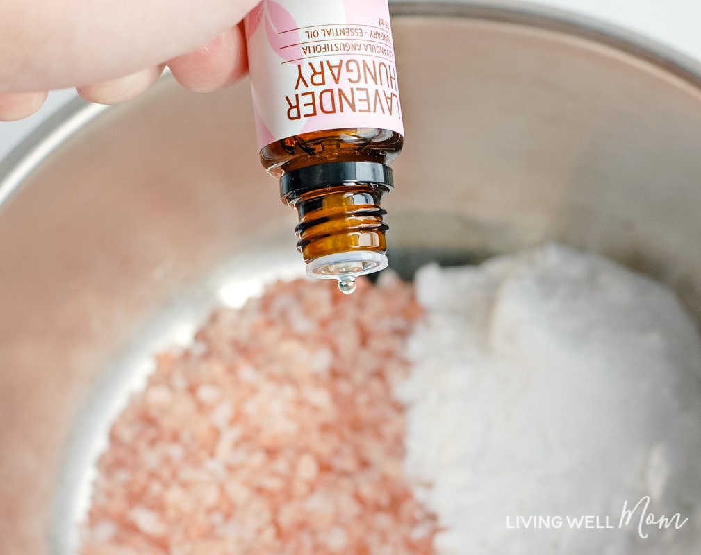 Adding Lavender essential oil to bath salts