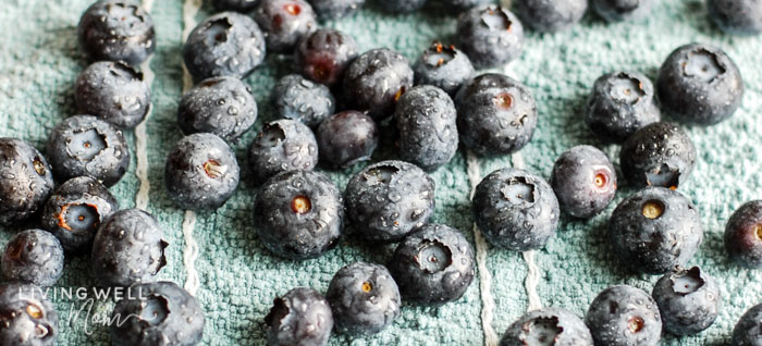 fresh blueberries sprayed with homemade produce wash