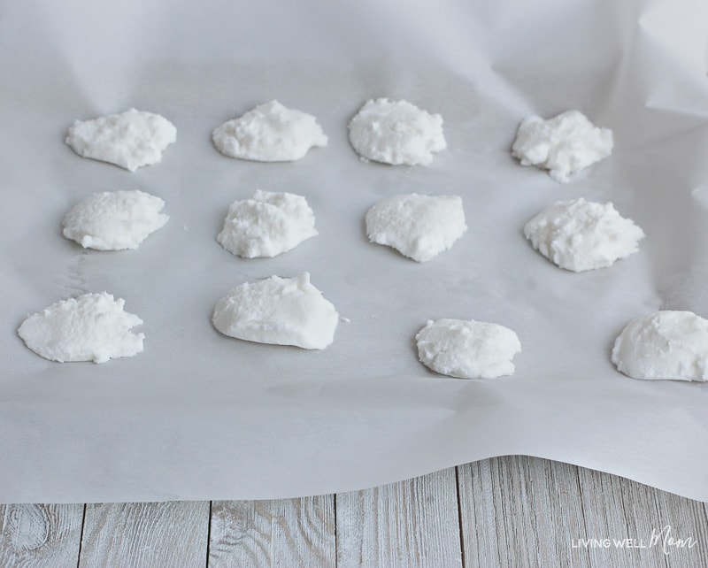 Garbage disposal deodorizer bombs air drying on baking sheet. 