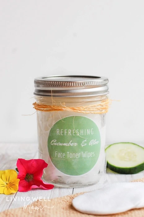 homemade face toner wipes with cucumber
