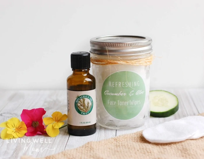 cucumber homemade face toner wipes with tea tree oil