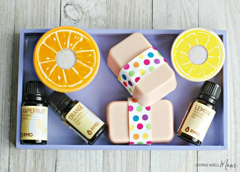homemade soap with essential oils and fruit