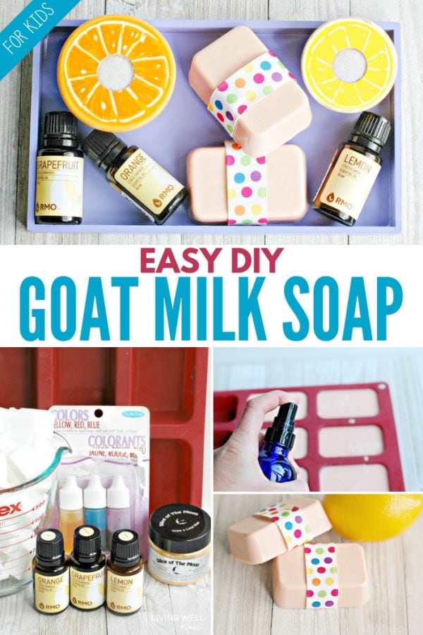 homemade easy diy goat milk soap recipe for beginners, diy goat milk soap for kids with essential oils