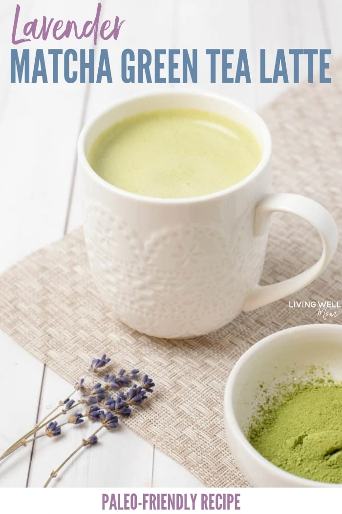 lavender green tea matcha latte recipe - paleo, dairy-free, sugar-free, fast, quick and easy