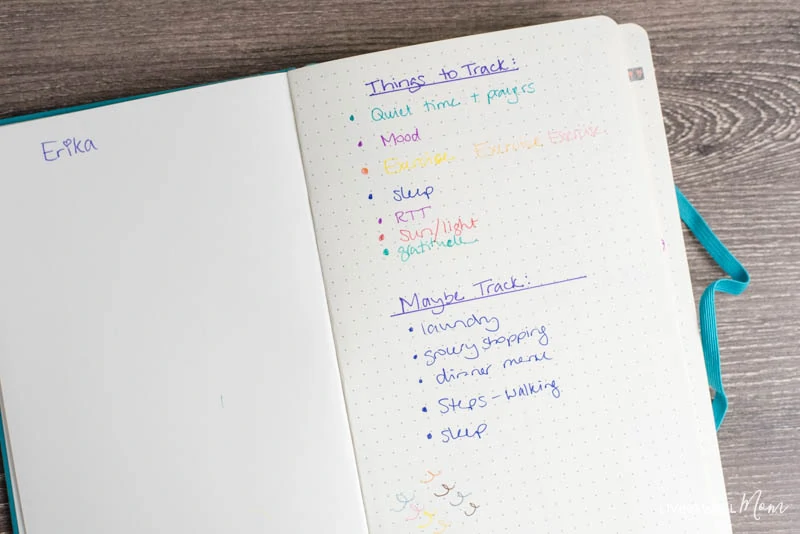 bullet journal idea - things to track