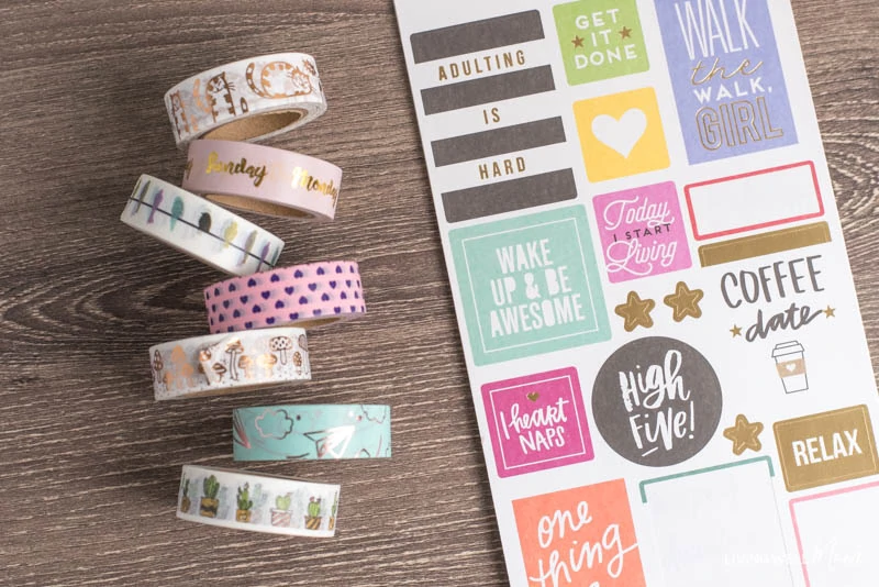 bullet journal washi tape and inspiration stickers
