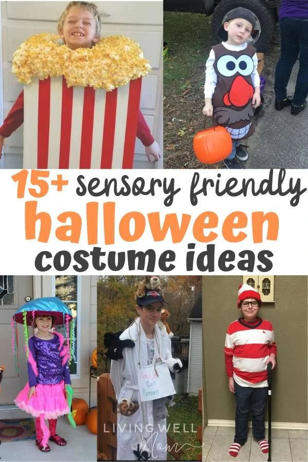 collage of sensory friendly Halloween costume ideas