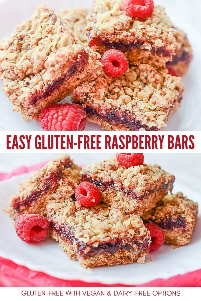 easy gluten-free raspberry bars recipe - vegan and dairy-free option too