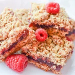 Easy raspberry oatmeal bars recipe - gluten-free with vegan & dairy-free option