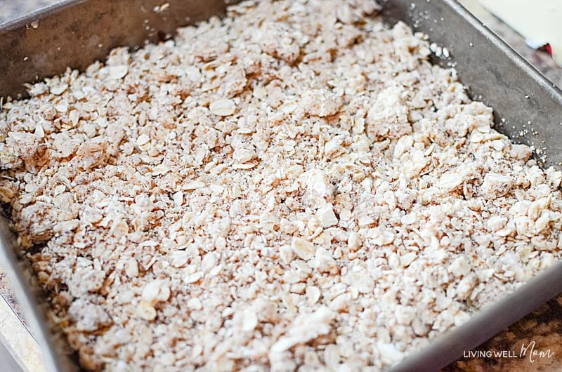 Pan of oatmeal bars before cooking