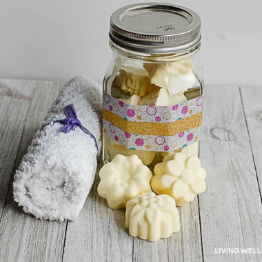 little energizing aromatherapy shower steamers in a glass jar