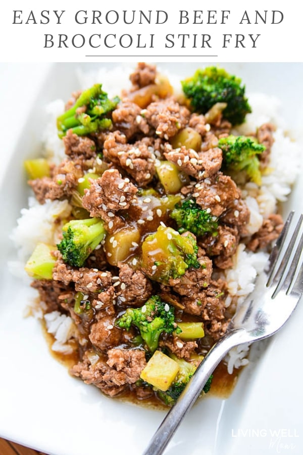 hamburger beef and broccoli with rice stir fry