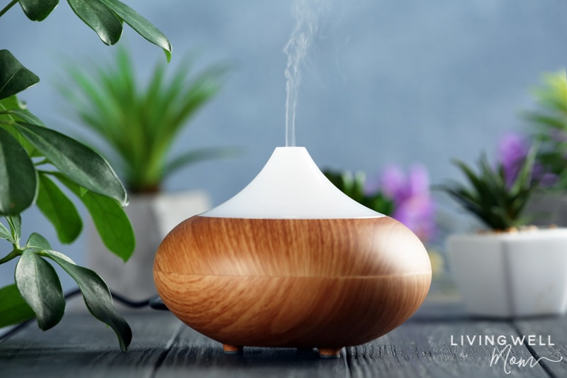essential oil diffuser with plants for allergies
