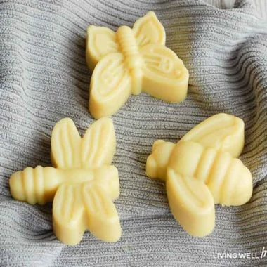 insect repellent soap in the shapes of a dragonfly, a bumblebee, and a butterfly