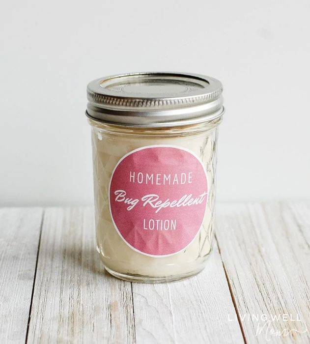 homemade mosquito repellent lotion in a jar