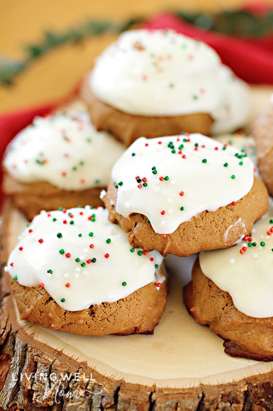 Christmas cookies stacked on top of each other 