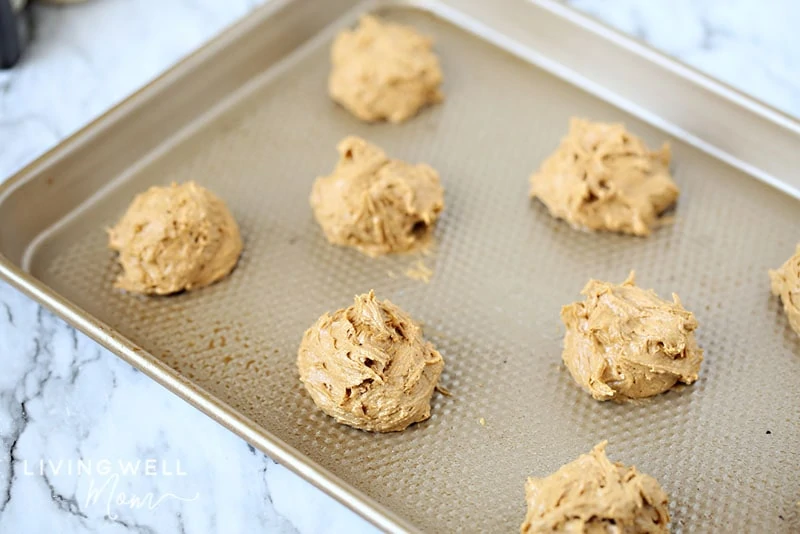 ginger cookie dough on cookie sheet unbaked