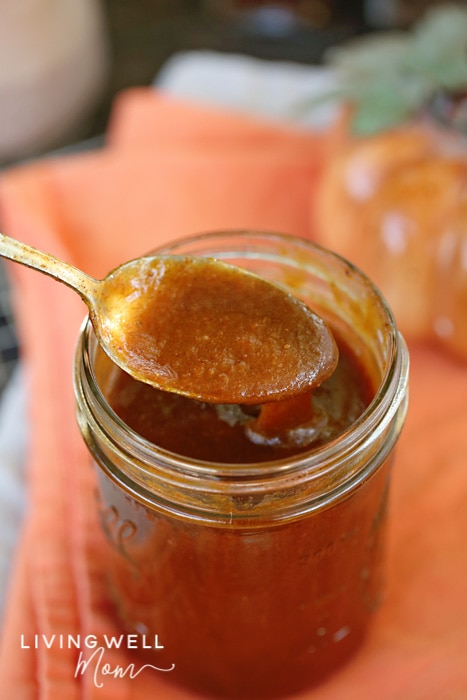 spoonful of pumpkin-flavored sauce