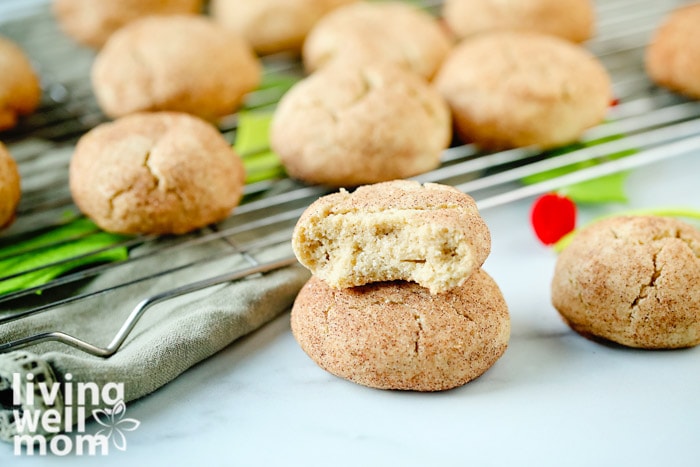 close-up of gluten free snickerdoodle cookies
