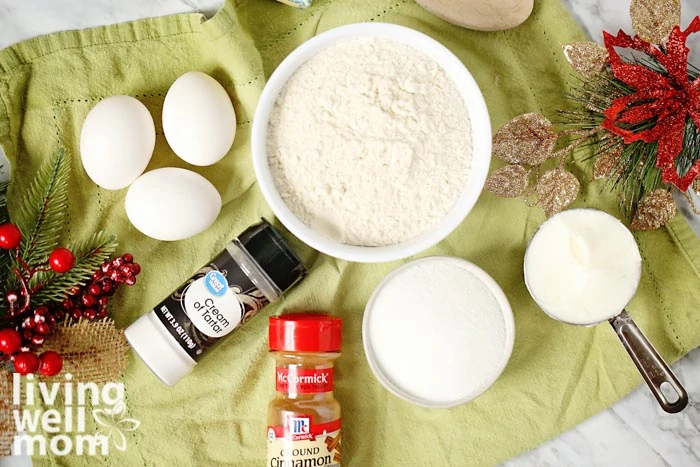 top view of ingredients for gluten-free snickerdoodles