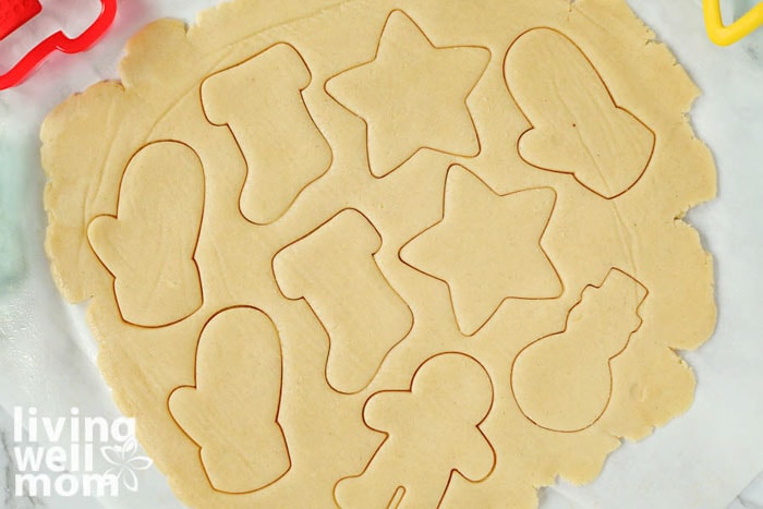 cutting shapes out of gluten free cookie dough