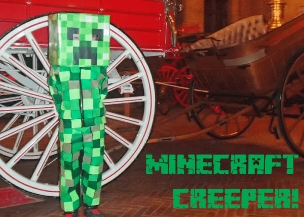 minecraft craft child in diy creeper costume