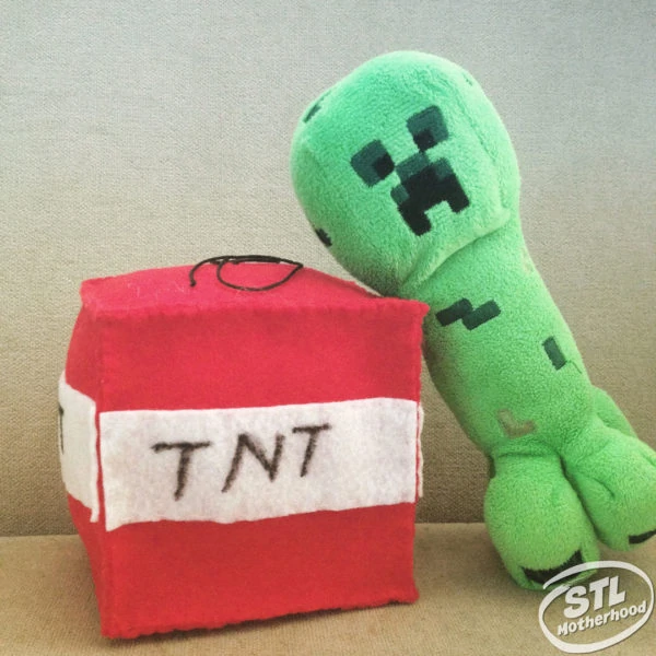 plush homemade minecraft toy creeper with tnt
