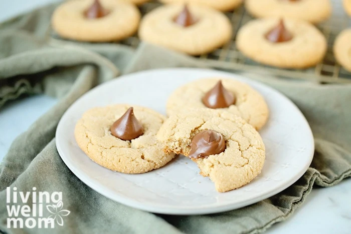 gluten-free peanut butter blossom cookies on a plate