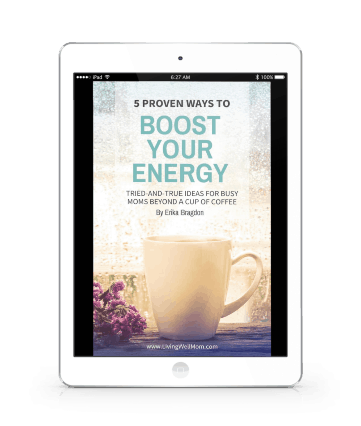 ipad with book called boost your energy and coffee cup