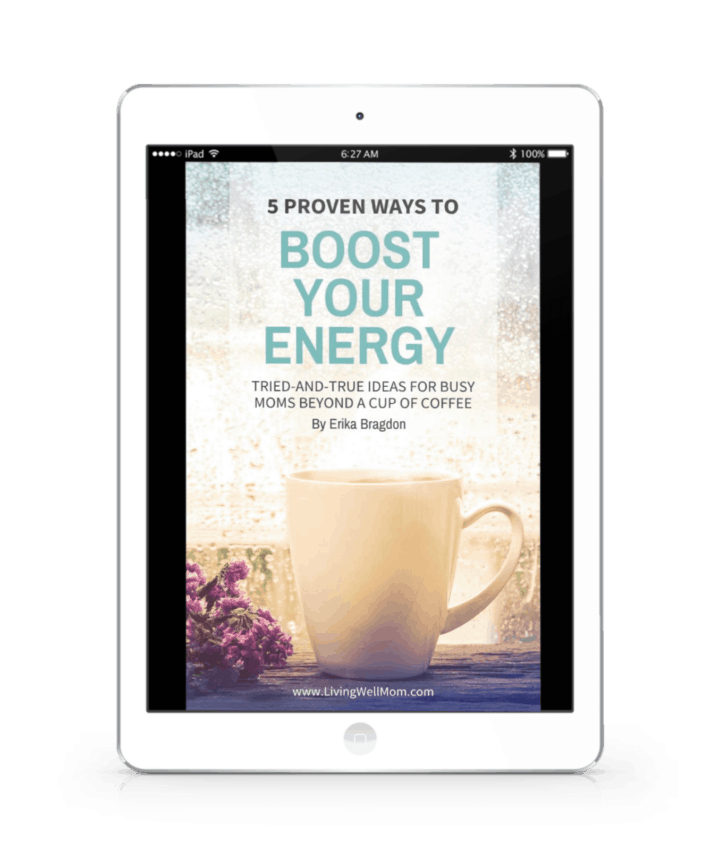 ipad with book called boost your energy and coffee cup