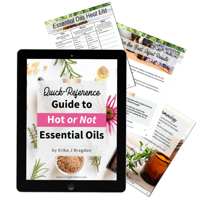 table with quick reference hot or not essential oil guide book