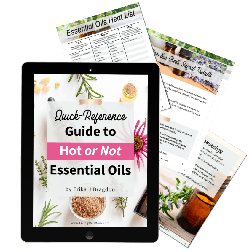 table with quick reference hot or not essential oil guide book