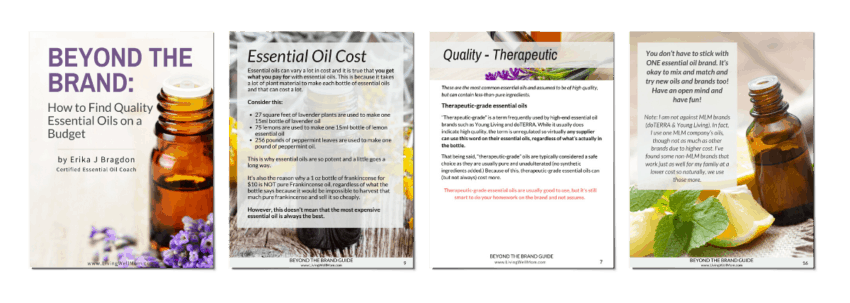 pages of ebook on essential oil cost and quality