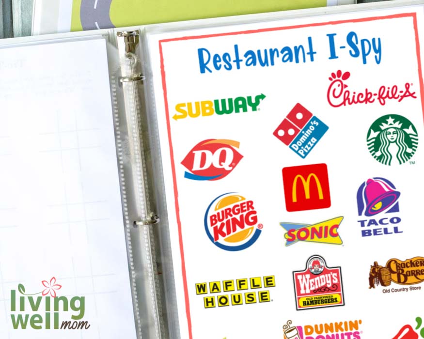 free printable restaurant ispy game in travel binder