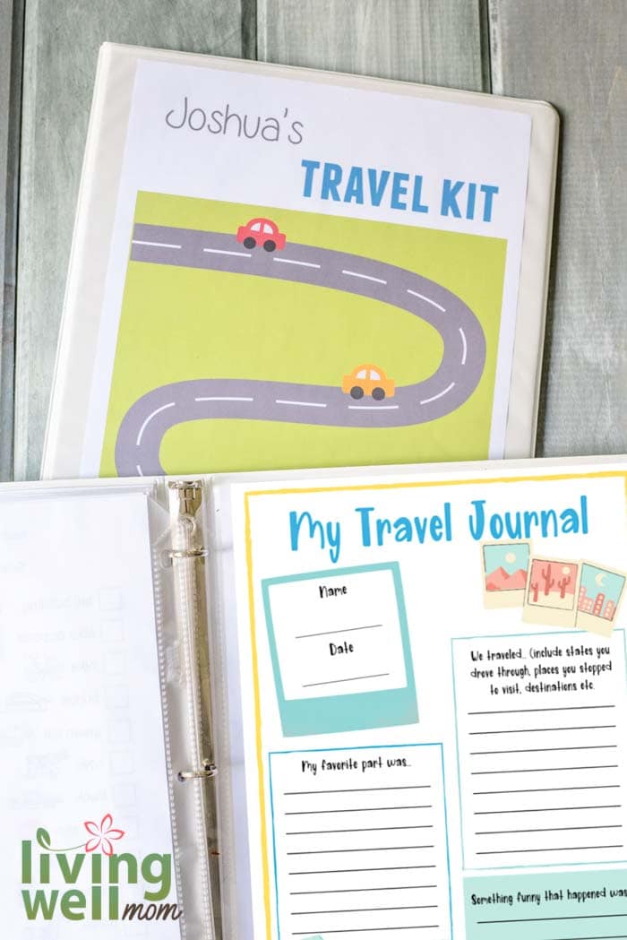 my travel journal printed page in white binder