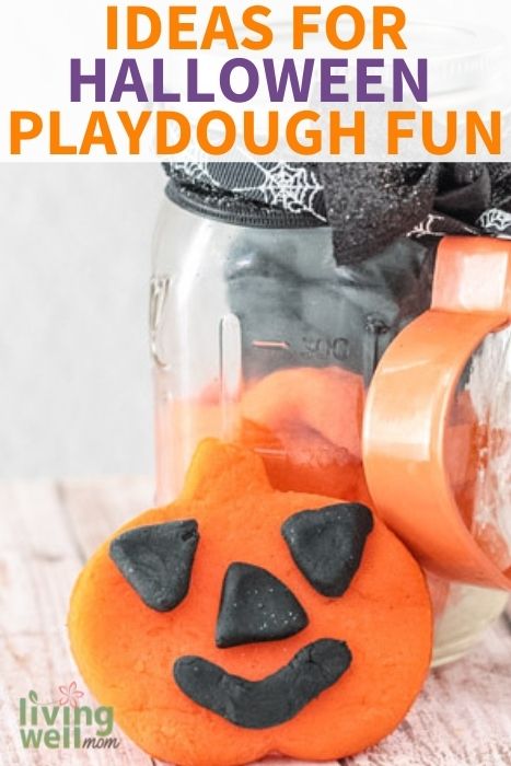 pinterest image for ideas for halloween playdough fun 