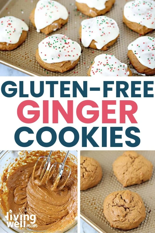 Collage of how to make soft gulten free ginger cookies