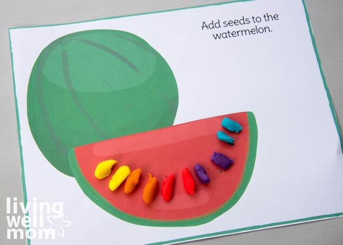 watermelon summer inspired play-doh activity mat