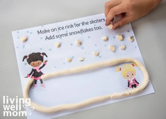 winter snowflake printable play dough mat