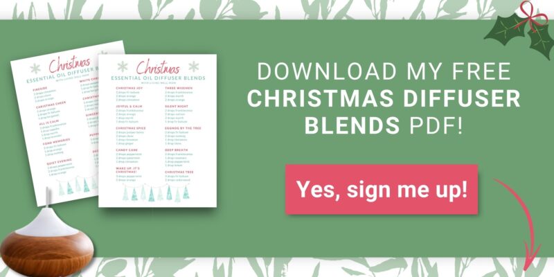 christmas diffuser recipes printable pdf on green background