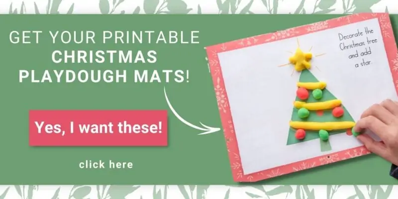sample layout of Christmasprintable play dough mats for kids on green background
