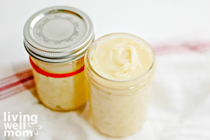 two containers of homemade peppermint body lotion 