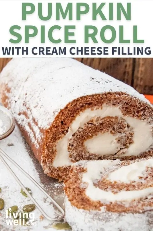 pumpkin spice roll sliced and dusted with sugar