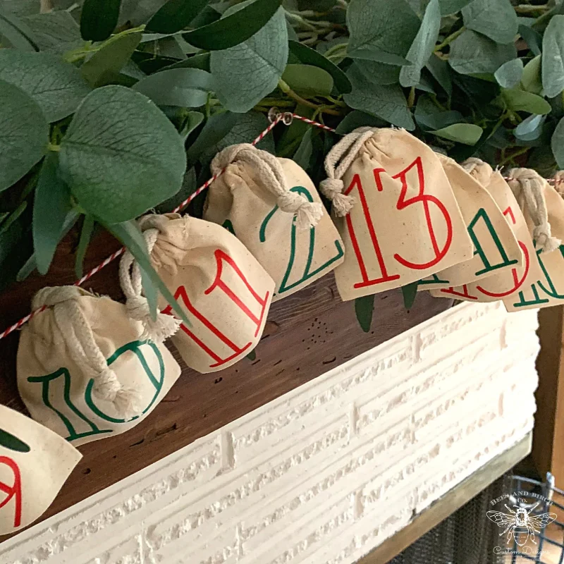 muslin bags for a christmas countdown