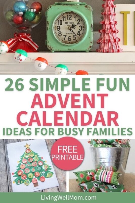 layout of diy advent calendar ideas for busy families