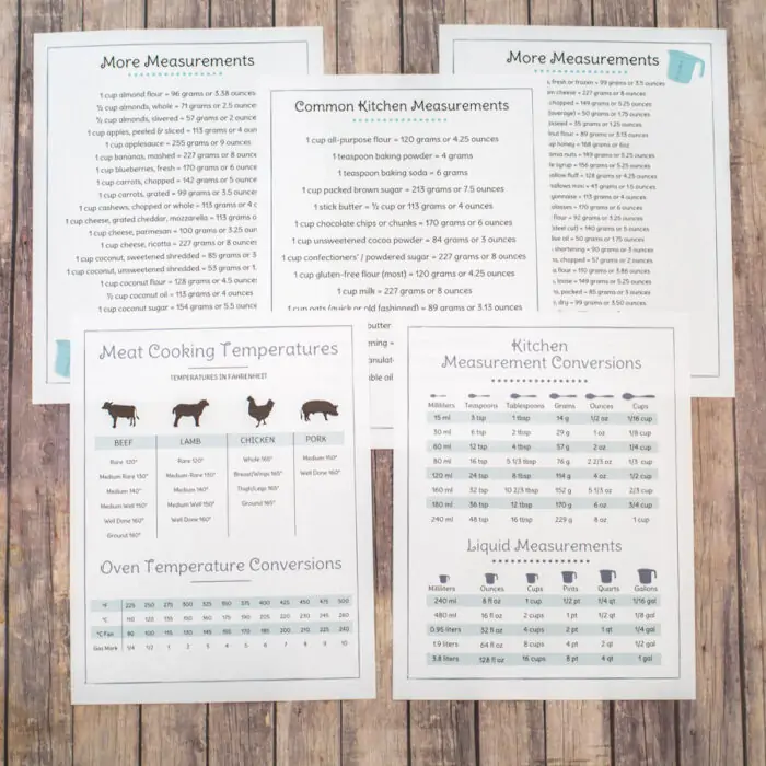 recipe binder printable pages on wood background