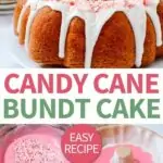 candy cane cake made in a bundt pan