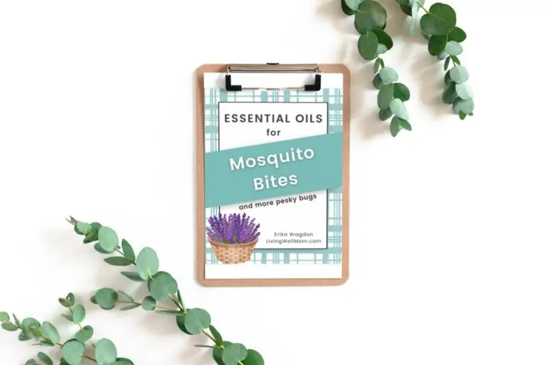 essential oils for bug bites guide on a clipboard